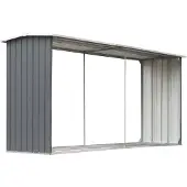 vidaXL Houtopslag van verzinkt staal, 330 x 92 x 153 cm, grijs