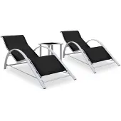 vidaXL Ligbedden 2 st met tafel aluminium zwart