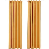 vidaXL Gordijnen linnen-look verduisterend haken 2 st 140x225 cm geel