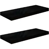 vidaXL Wandschappen zwevend 2 st 60x23,5x3,8 cm MDF hoogglans zwart