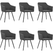 vidaXL Eetkamerstoelen 6 st stof donkergrijs