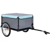 vidaXL Fietstrailer 65 kg grijs en blauw