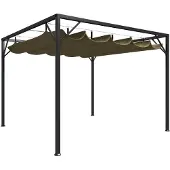 vidaXL Tuinprieel met uittrekbaar dak 180 g/m² 3x3 m taupe