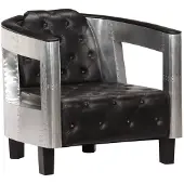 vidaXL Fauteuil luchtvaartstijl echt leer zwart