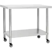vidaXL Keukenwerkblad met wielen, 100x30x85 cm, roestvrij staal