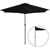 vidaXL Balkonparasol half met aluminium paal 270x144x222 cm zwart