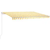 vidaXL Luifel handmatig uittrekbaar 450x300 cm geel en wit