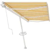 vidaXL Luifel vrijstaand automatisch 600x300 cm geel en wit