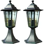 vidaXL Tuinlampen 2 st aluminium donkergroen/zwart