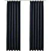 vidaXL Gordijnen verduisterend met haken 2 st 140x225 cm antraciet