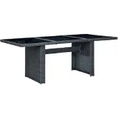 vidaXL Tuintafel poly rattan en gehard glas donkergrijs