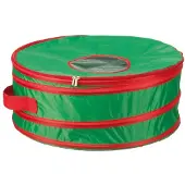 Sunware opbergtas voor grote kerstkrans Ø 600 x 200 mm groen/rood