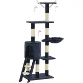 vidaXL Kattenkrabpaal met sisal krabpalen 138 cm donkerblauw