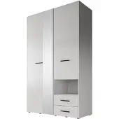 Meubella Kledingkast - Wit - 128x54x206 - Spiegel - Garderobekast