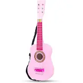 Woet Houten Speelgoedgitaar met Draagriem - Roze - Speelgoedinstrument - Mijn eerste Gitaar Inclusief Muziekboekje - Speelgitaar voor Kinderen - Vanaf 3 jaar