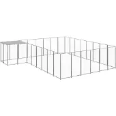 vidaXL Hondenkennel 15,73 m² staal zilverkleurig