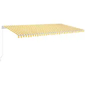 vidaXL Luifel handmatig uittrekbaar met LED 600x300 cm geel en wit