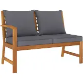 vidaXL Tuinbank met donkergrijs kussen 114,5 cm massief acaciahout