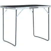 vidaXL Campingtafel inklapbaar met metalen frame 80x60 cm grijs