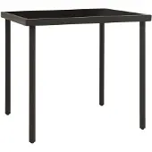 vidaXL Tuin-eettafel, antraciet, 80x80x72 cm, glas en staal