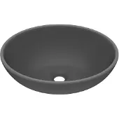 vidaXL - Wastafel - ovaal - 40x33 - cm - keramiek - mat - donkergrijs