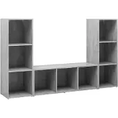 vidaXL Tv-meubelen 3 st 107x35x37 cm bewerkt hout betongrij