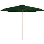 vidaXL Parasol met houten paal 350 cm groen