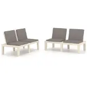 vidaXL Tuinbanken met kussens, 2 stuks, kunststof, wit