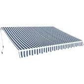 vidaXL Luifel handmatig uittrekbaar 350 cm blauw/wit