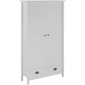 vidaXL Kledingkast Hill 2 deuren 89x50x170 cm massief grenenhout wit