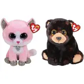 TY - Knuffel - Beanie Buddy - Fiona Pink Cat & Kodi Bear