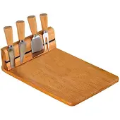 Decopatent FSC Houten Bamboe Kaasplank + 4 messen Magnetische eenvoudig je