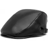 MISS LULU Pet Heren - Flat Caps Heren - Kunstleer Zwart