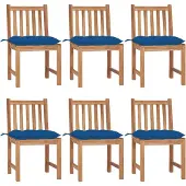 vidaXL Tuinstoelen 6 st met kussens massief teakhout