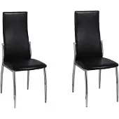 vidaXL Eetkamerstoelen golvende rugleuning kunstleer zwart 2 st online kopen