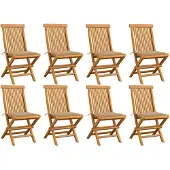 vidaXL Tuinstoelen 8 st met beige kussens massief teakhout