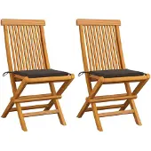vidaXL Tuinstoelen 2 st met taupe kussens massief teakhout