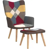 vidaXL Relaxstoel met voetenbank patchwork stof