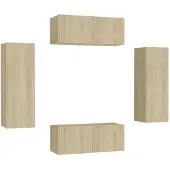 vidaXL 4-delige Tv-meubelset bewerkt hout sonoma eikenkleurig