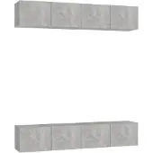 vidaXL Tv-meubelen 4 st 80x30x30 cm bewerkt hout betongrijs