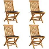 vidaXL Tuinstoelen 4 st met taupe kussens massief teakhout