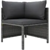 vidaXL Hoekbank sectioneel met kussens poly rattan grijs