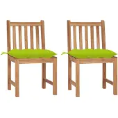 vidaXL Tuinstoelen, 2 stuks met kussens, massief teakhout