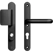 Axa Oval Plus veiligheidsbeslag voordeur smalschild D-knop/U kruk PC92 met kerntrekbeveiliging SKG3 - aluminium/zwart