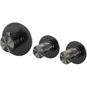 Brauer Gunmetal Edition thermostatische inbouw badkraan SET 02 met uitloop en 3-standen handdouche en doucheslang en wandaansluitbocht gunmetal geborsteld PVD