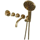 Brauer Gold Carving inbouw badkraan met 3 standen handdouche geborsteld messing PVD