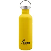 Laken RVS fles 1L Basic Steel Bottle Geel - Steel Cap - - roestvrijstaal - waterfles - drinkfles