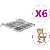 vidaXL Tuinstoelkussens 6 st 40x40x4 cm oxford stof ruitpatroon grijs