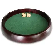 Longfield Pokerpiste 34 cm - Rubberhout - Ingelegd Groen Vilt - Inclusief 2 Houten Dobbelstenen 18 mm - Poker & Dobbel Accessoire - Engelhart