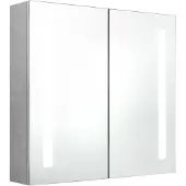 vidaXL Badkamerkast met spiegel en LED 62x14x60 cm betongrijs